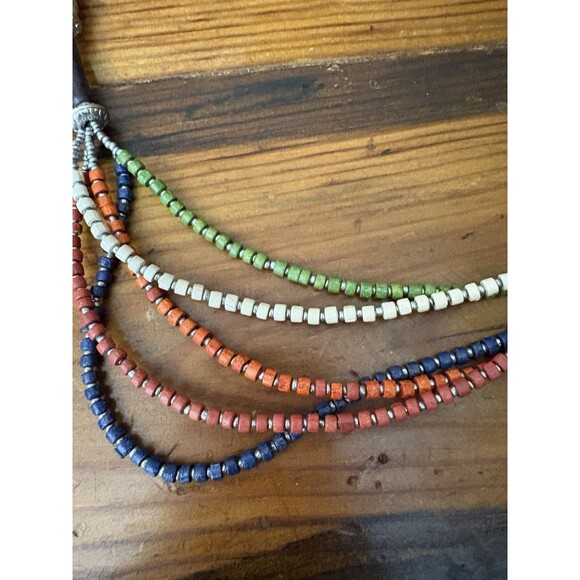 CHICO'S Multi Strand Floating Necklace Multi-color Bead Tube Beaded Tribal - Picture 3 of 11
